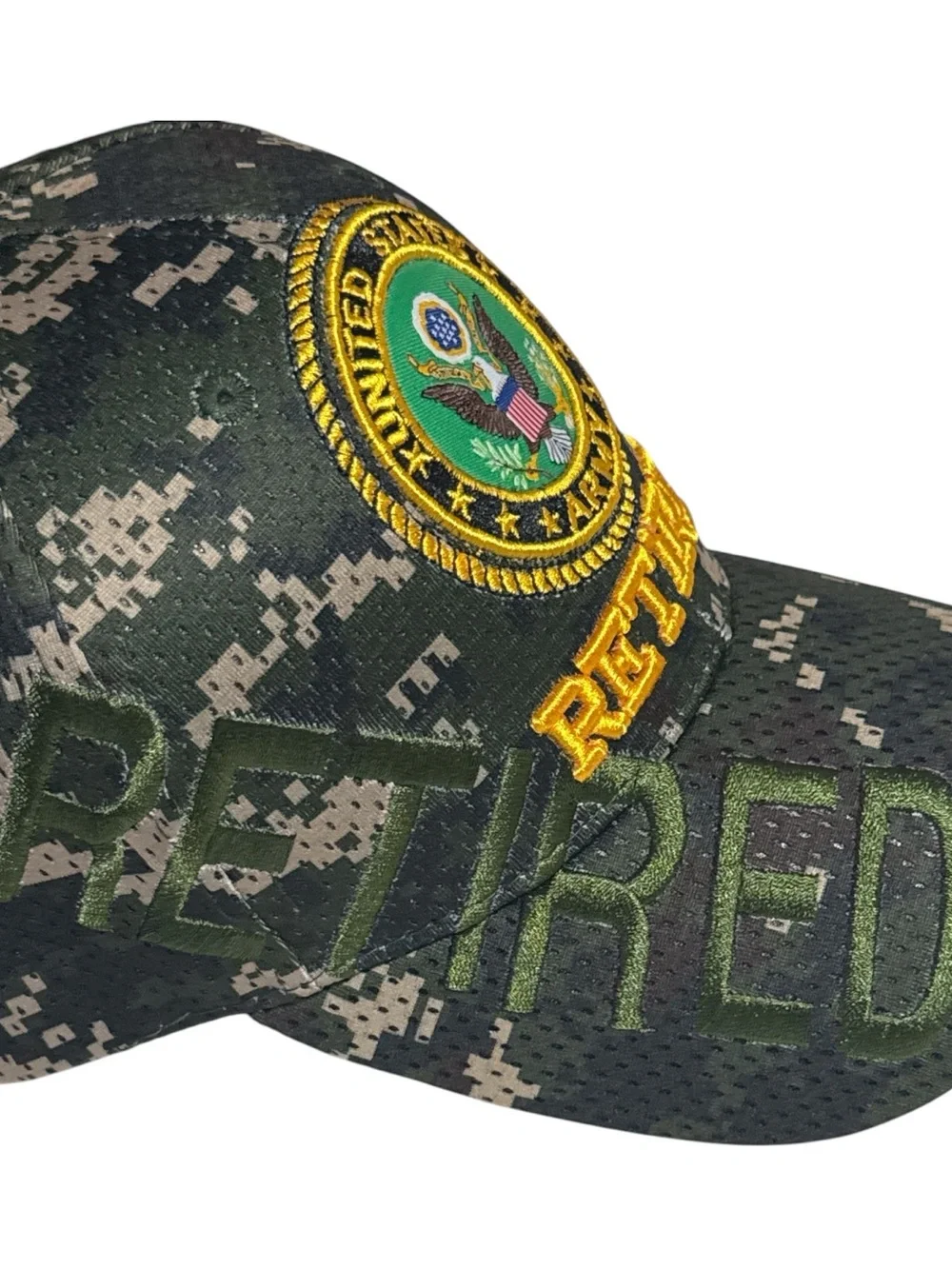 U.S. Army Retired Digital Camo Cap - Green, Black, Gold